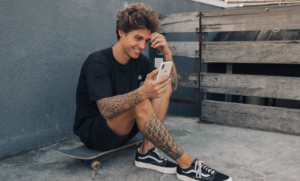 young man using phone